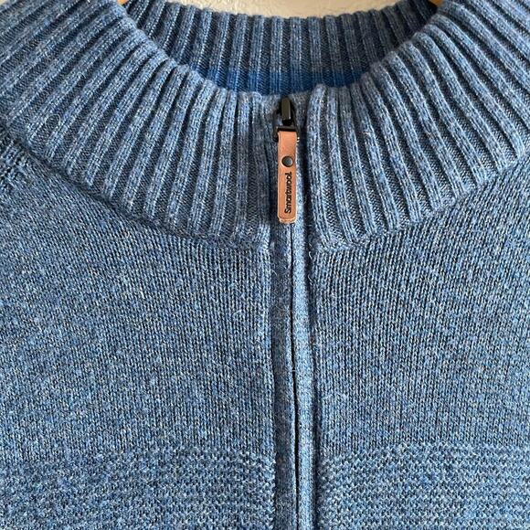 SmartWool Men’s 1/4 Zip Sweater Textured Mock Neck Pullover Blue Med - Picture 5 of 9